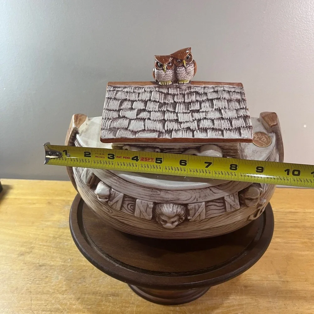 Treasure Craft Noahs Ark Cookie Jar Vtg Brown Ceramic Animal Nursery Decor